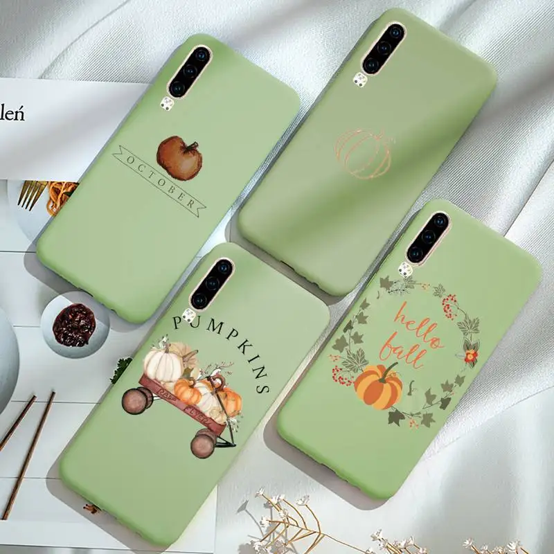 

Pumpkin happy autumn fall leaves Phone Case Candy Color for iPhone 6 7 8 11 12 s mini pro X XS XR MAX Plus