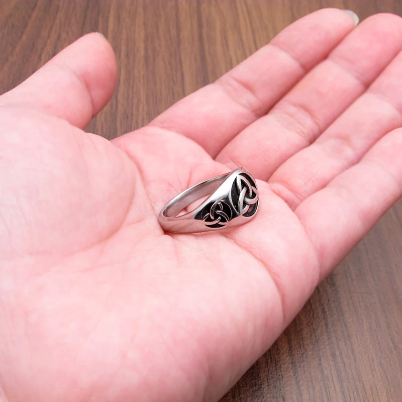 Sterling Silver Celtic Dragon Triquetra Ring – Symbolic Band For Men & Women, Size 4-15 - View #2