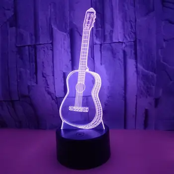 

3D Guitar Modeling Night Light 7 Colors Change LED Table Lamp Touch Light Home Table Bookshelf Decor