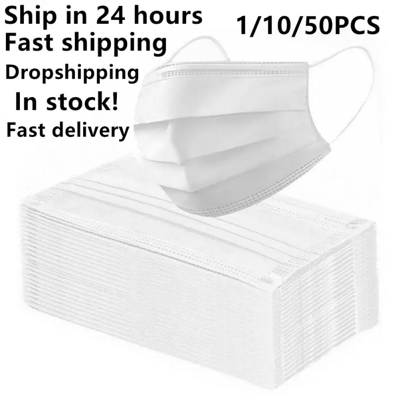

1/10/50 Pcs Disposable Mouth Masks Dustproof Protective Breathable 3-layer Non-woven Face Mask Anti Dust Mask PM2.5 Safety Masks