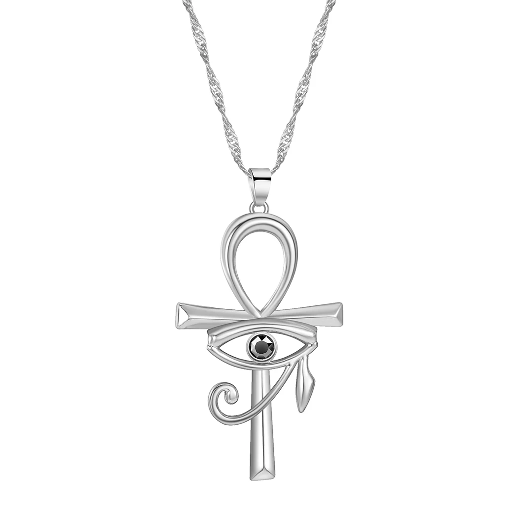 Viking Crystal EYE Cross Ankh Necklace For Women Men Amulet Religion Punk Vintage Jewelry Evil Eye Golden Chains Necklaces - Image 3