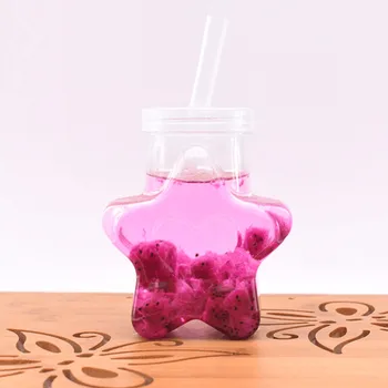 

20pcs Creative disposable juice cup 400ml transparent PET plastic bottle birthday party celebrate favor beverage cup with lid