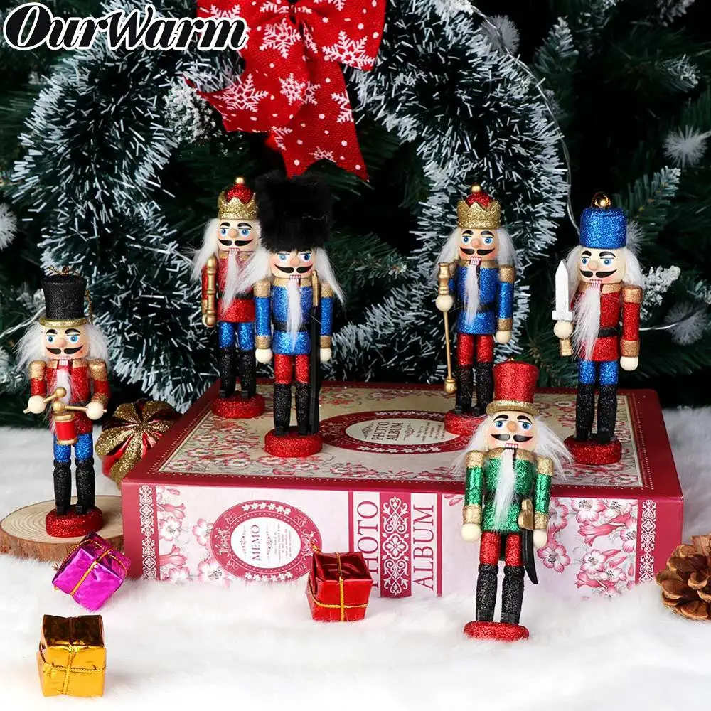 OurWarm 6 шт многоцветные рождественские деревянные Щелкунчики миниатюрный Декор деревянные ремесленные Деревянные Щелкунчики для украшения рождественской елки