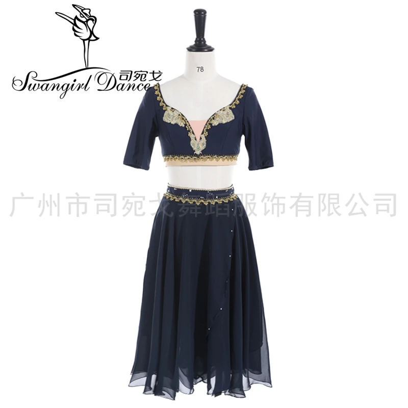 Navy Blue Le Corsaire professional stage ballet costumes women performance ballerina dress BT2073