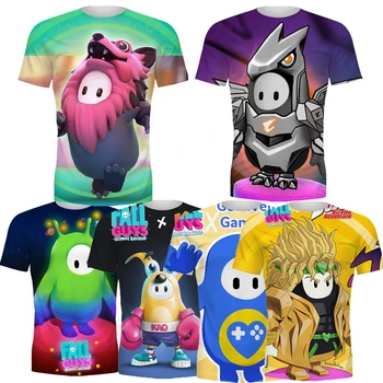 

New Summer Casual Fall Guys T-shirt 3D Lattice Harajuku Tops Three-dimensional Spiral T-shirt O-neck Shirt Plus Size Streetwear