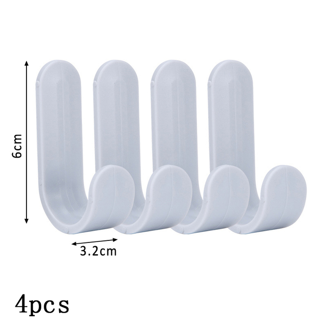 J Shape Self-adhesive Multi Purpose ABS Plastic Home Decoration No Trace Wall Hook Pure Color Nordic Style