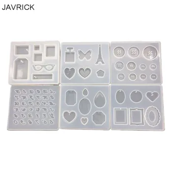 

6 Pcs/set Crystal Epoxy Pendant Mold DIY Diamond Digital Letter Button Silicone Mould Manual Decorative Ornaments