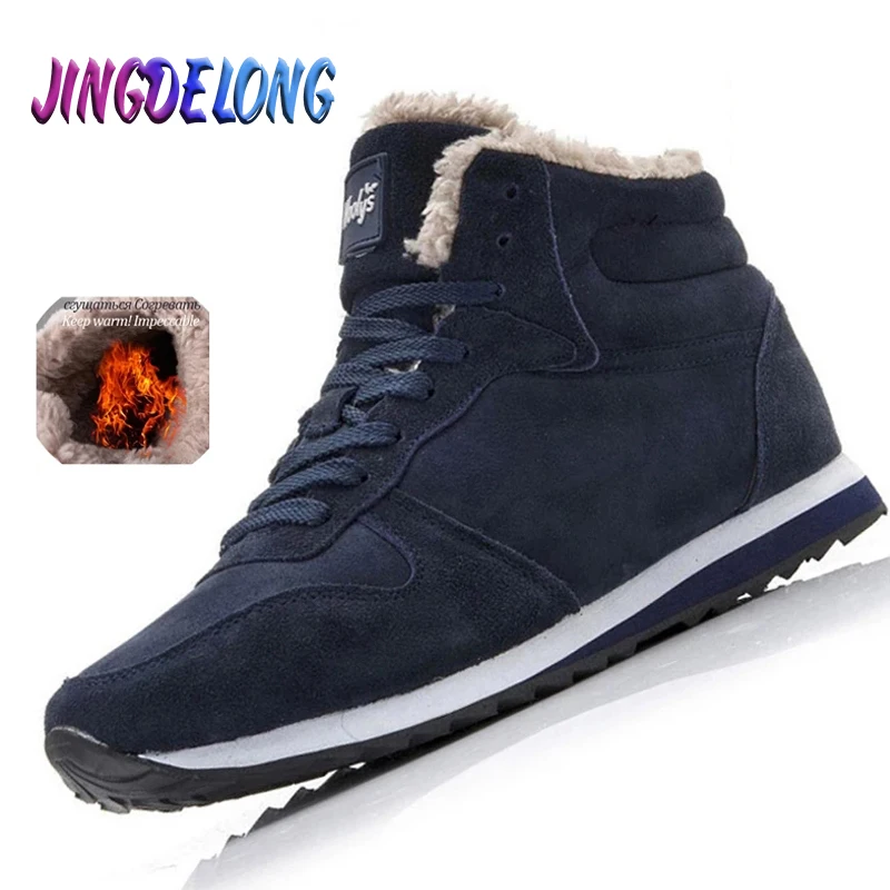 Classic Winter Men's Snow Boots Unisex Warm Fur Men Snow Boots Outdoor Waterproof Boots Platform Winter Leather Men's Calf Boots