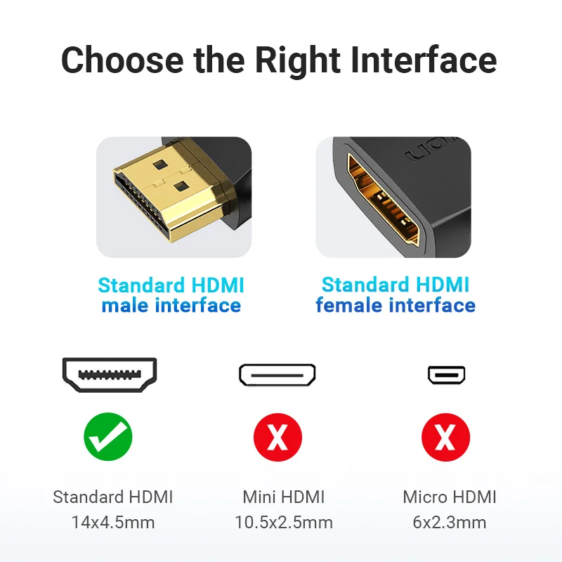 HDMI адаптер Vention 90 270 градусов разъем штекер гнездо 4K HD для телефона ТВ приставки
