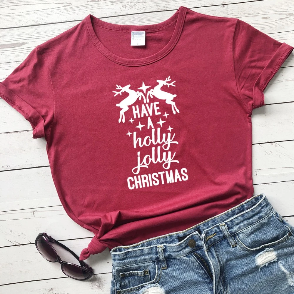 Рождественская футболка Have A Holy Jolly модная повседневная из чистого хлопка с