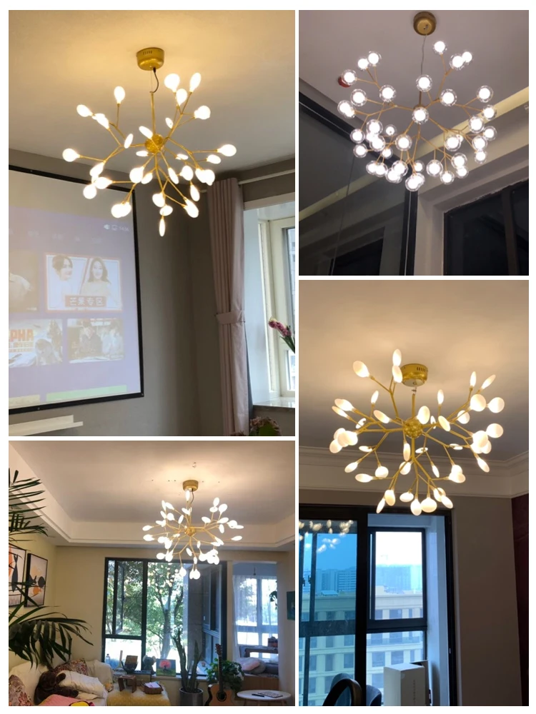 LED Chandelier Lights For Room Living Room Bedroom Gold Black Indoor Hang Lighting Fixture