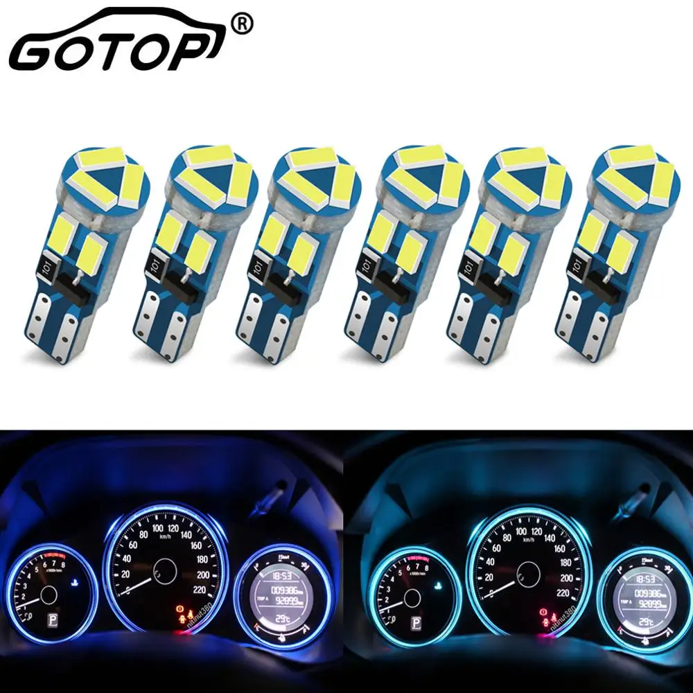 6 шт. T5 Светодиодная лампа 7SMD 4014 чипы для салона автомобиля Автомобильная