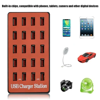 

20-Port USB Hub Charger Power Adapter Wall Fast Charging Dock Station 100W for Apple iPhoneSamsung Huawei Smartphone Table 5V20A