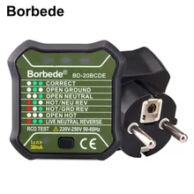 Borbede тестовая розетка er EU 220 в прибор для поиска цепи тестер er вилка Автоматическая электрическая схема питания детектор полярности напряжения тест утечки