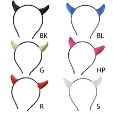 Женская повязка на голову на Хэллоуин с блестками и рогом дьявола; вечерние обручи для волос для косплея; F3MD