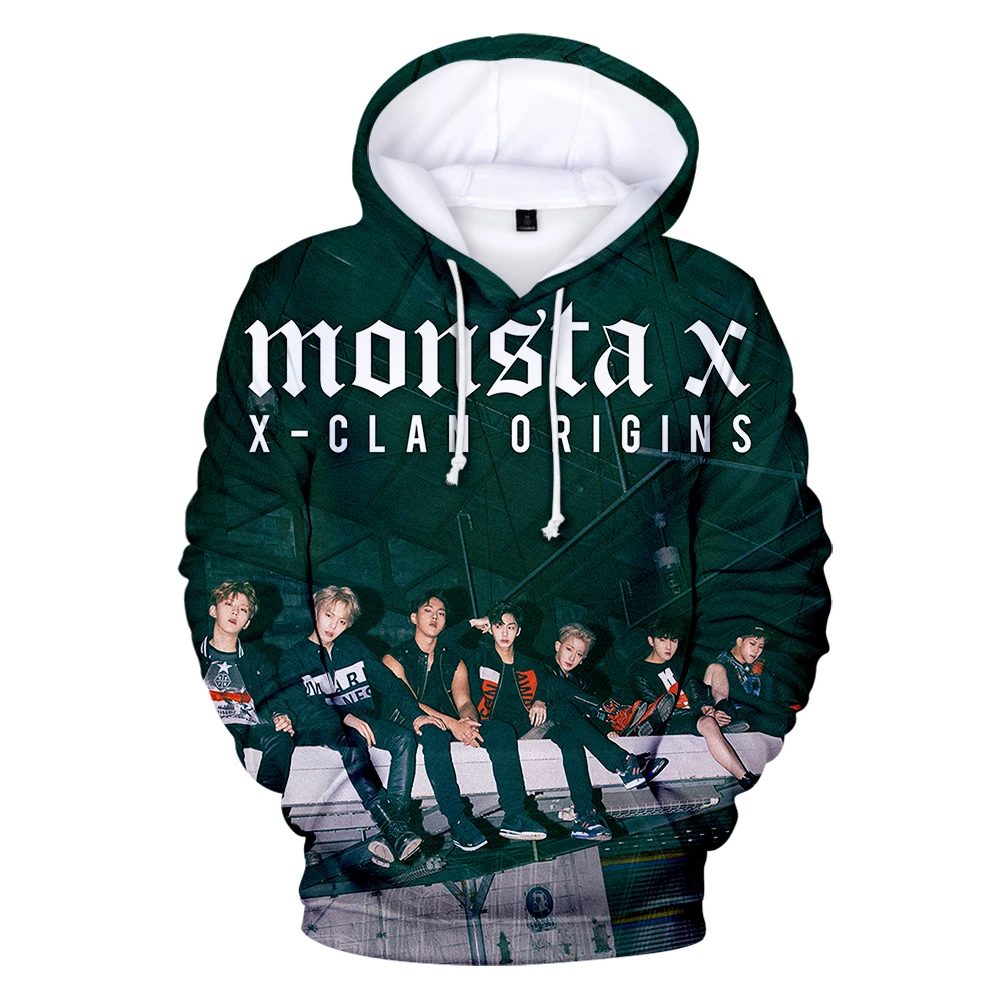 Толстовка Monsta X с капюшоном модные худи в стиле K-POP Харадзюку осенне-зимняя