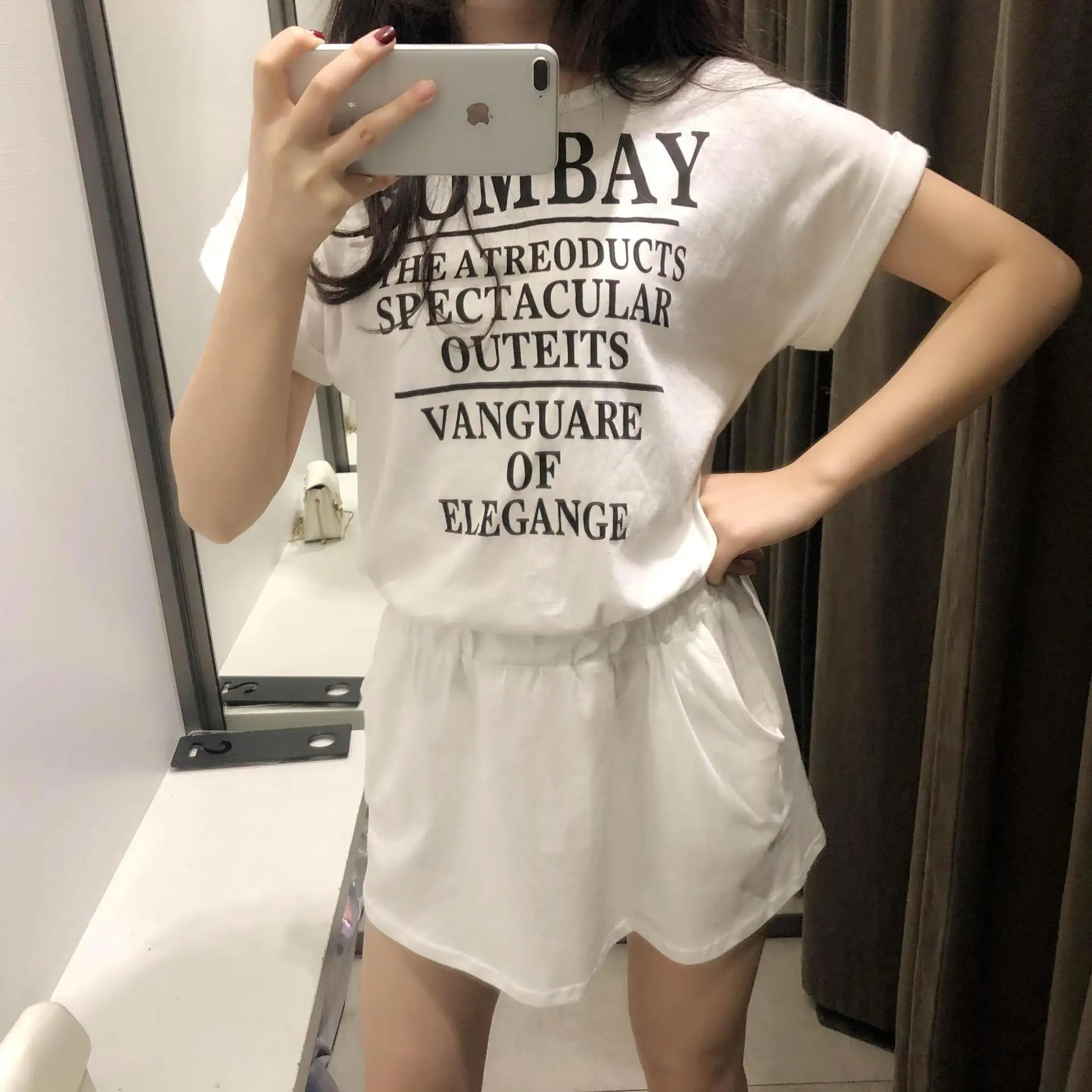 

Dress Women's 2019 New Style Summer Short-sleeved Printed Korean-style Slim Fit Base Skirt