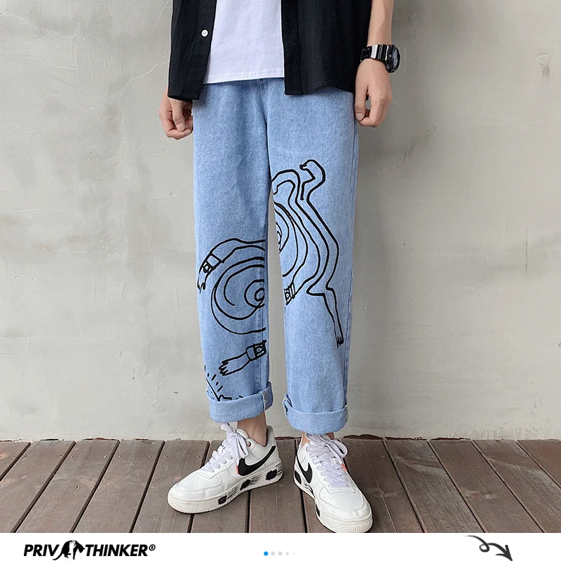 Privathinker Mens 2020 Printed Ripped Straight Jeans Man Summer Oversize Casual Jeans Male Hip Hop Vintage Denim Pants Bottoms Privathinker Mens 2020 Printed Ripped Straight Jeans Man Summer Oversize Casual Jeans Male Hip Hop Vintage Denim Pants Bottoms