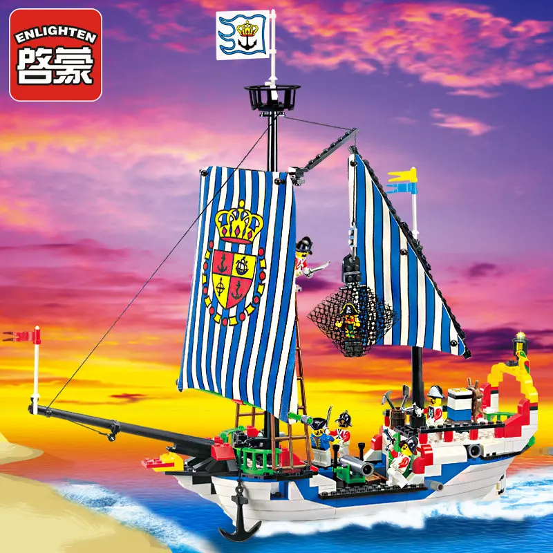 

Enlighten 310Pcs Pirate Ship Royal Warships Legoingly Building Blocks Brinquedos Creator Bricks Toys For Children Christmas Gifts