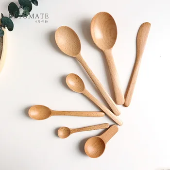 

6pcs/set Wooden Spoon Jam Spatula Ecofriendly Japan Tableware Seasoning Scoop Coffee Honey Tea Milk Dessert Kids Spoon Stirrer