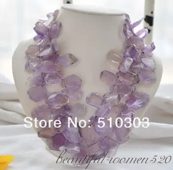 

ON SALE 2 Strands 30 mm lavender Flake Purple crystal necklace 20inch