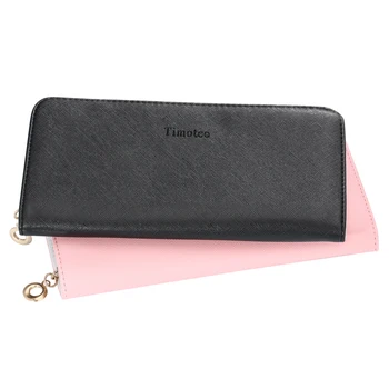 

Long Leather Wallets Female Black Pink Cartoon Woman Printing Pattern Ladies Purses Zipper Coin Money Credit Card Holder Wallet