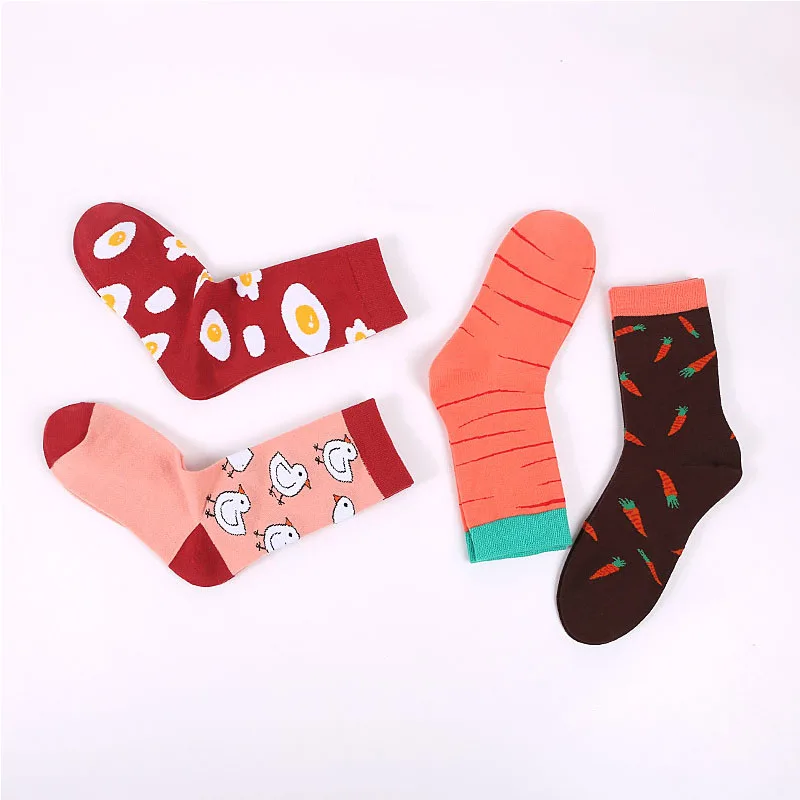 Веселое Harajuku, с рисунком фруктов, счастливые носки молочный/клубника/AnimalCute носки Для женщин принт креативные носки модные детские носки