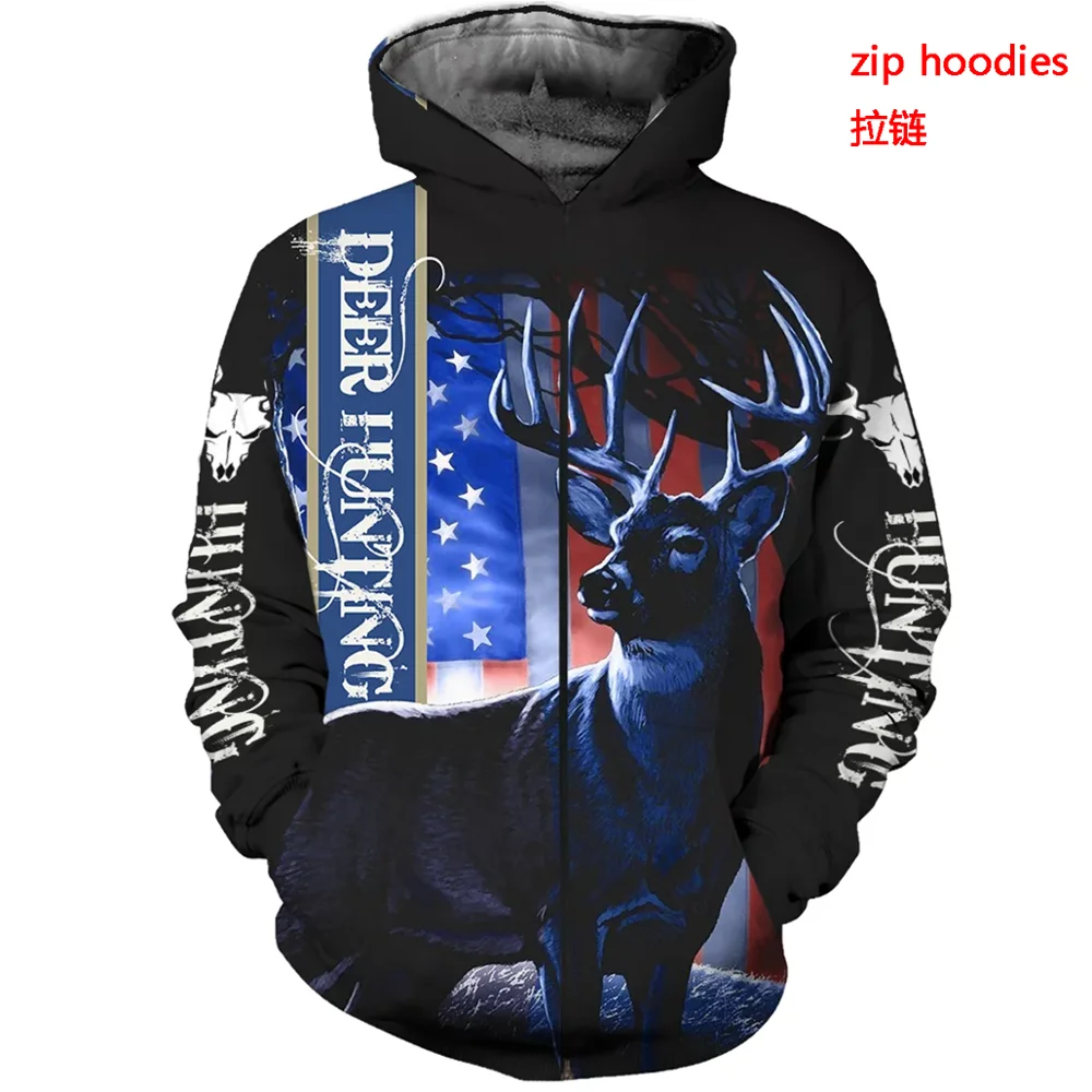 Camo AMO охотничьи Животные Олень искусство 3D толстовки с капюшоном для мужчин женщин Новая мода толстовка с капюшоном с длинным рукавом Повседневный пуловер-15 - Цвет: zip hoodies