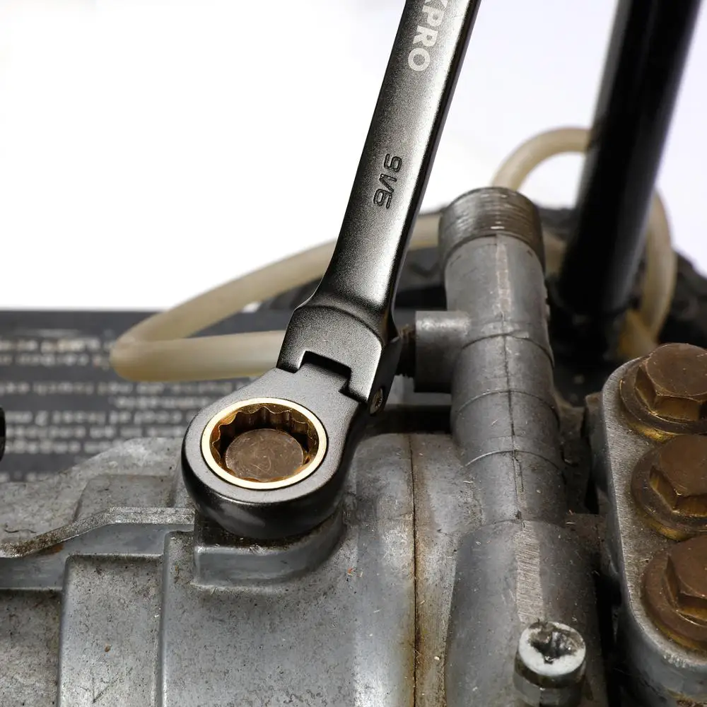 WORKPRO — Jeu de clés mixtes métrique/SAE de 8 pièces à tête flexible, outil à cliquet pour la réparation automobile
