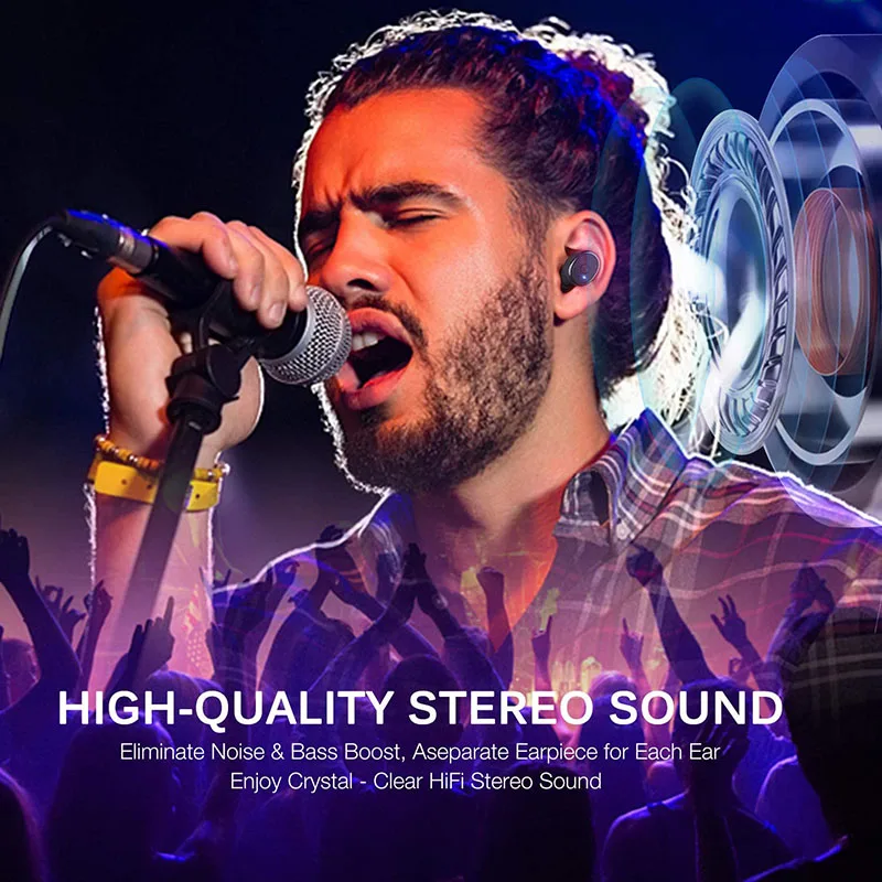 TWS Bluetooth Earphones with Microphone Touch Control Wireless Headphones HIFI Mini In-Ear Earbuds Sport Heasets For Airpods Max