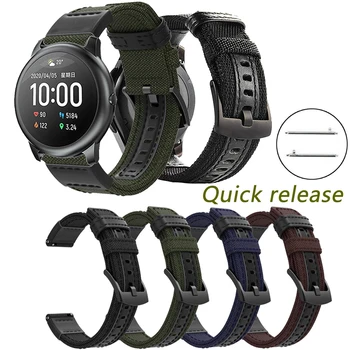 

For Xiaomi Haylou Solar ls05 for Samsung Galaxy Watch Active 46/GearS3 S2 Nylon Leather Strap Band wristband accessories EasyFit