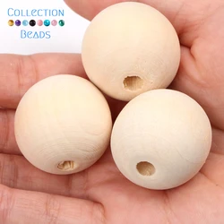 Natural Wood Beads - Round Spacer Wooden Pearls for DIY Jewelry and Handmade Accessories (25mm 5pcs)