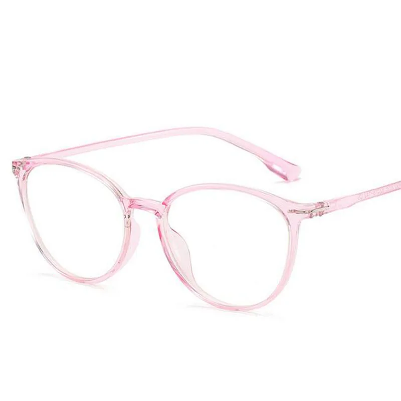 Cat Eye Clear Lens Women Optical Eyewear Myopia Spectacle Glasses-0.5-1.0-1.5-2.0-2.5-3.0-3.5-4.0-4.5-5.0-5.5-6.0 - Frame Color: transparent pink