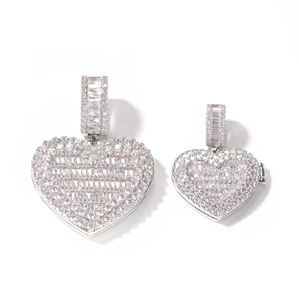 The BLING KING Heart Shape Custom Photo Locket Frame Pendant Engrave Name Fashion Memory Jewelry for Couple Valentine's Day Gift