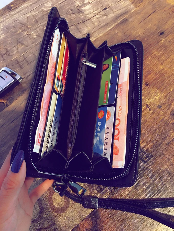 Wallet retro punk skull and crossbones clutch raindrop pattern color changing PU leather women wallet