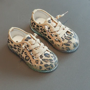 

Leopard Print Canvas Sneakers For Kids Sport Shoes Rainbow Sole Sneakers For Children Fashion Comfy Flat Jelly Shoes Boys Girls