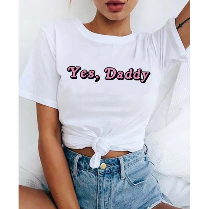 

Aesthetic yes Daddy Women Clothes 2019 fashion Daddy casual Short sleeve o-neck Tee Shirt Femme Satan Is My Sugar plus size top