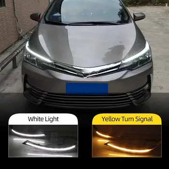

2PCS For Toyota corolla 2014 - 2019 LED DRL Headlight Eyebrow Daytime Running Light With Flowing dynamic Turn Signal