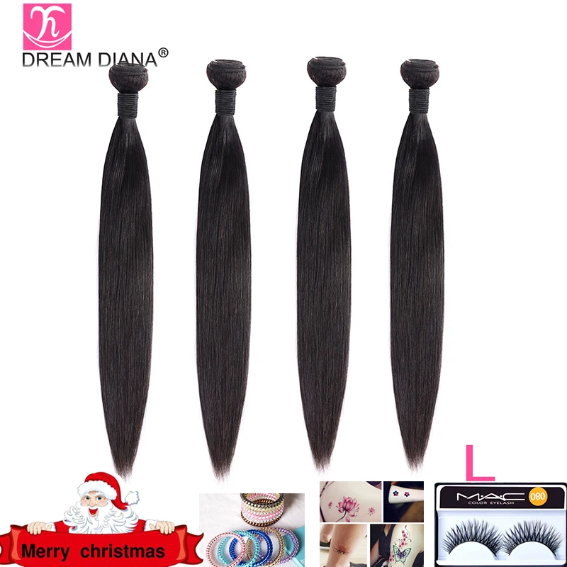 DreamDiana бразильские прямые волосы 4 пряди 8 30 дюймов натуральные Remy 100% человеческие