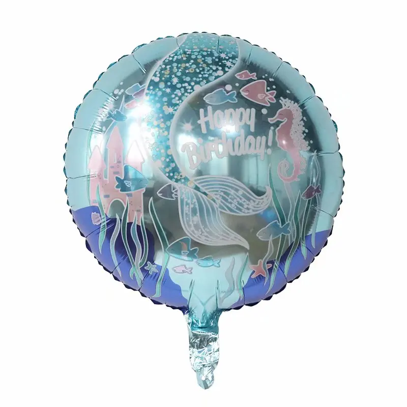 10Pcs 인어 공주 파티 풍선  소녀 핑크 생일 파티 장식 어린이 용품 바다 여름 해변 껍질 헬륨 풍선