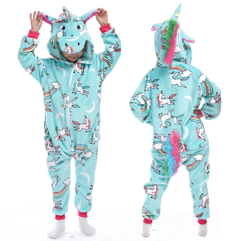 Pijama Kigurumi de franela para niña y niño, ropa de dormir cálida de para y monos para niña|Pelele - AliExpress