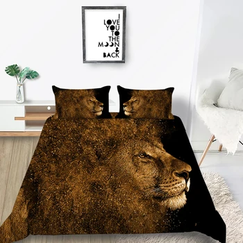 

Lion Bedding Set King Size Cool 3D Fashionable Black Duvet Cover Luxury Queen Twin Full Single Double Unique Design Bed Set