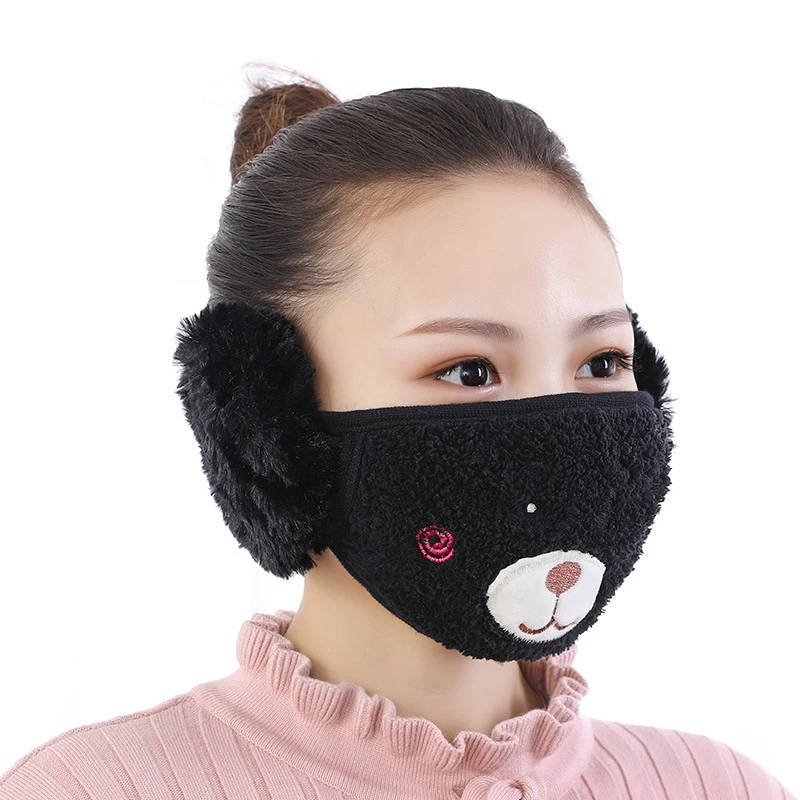 Cute Cat Mouth Mask With Earmuff Fashion Girl Meow Mouth-muffle Winter Warm Masks Anti Haze Cotton Face Mask With Ear Protection - Цвет: 5