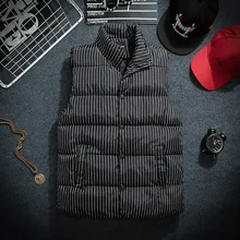 Хлопковый стеганый жилет с воротником-стойкой мужской красивый зимний полосатый жилет без рукавов мужской теплый пуховик Куртка мужская жилетка Homme одежда