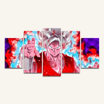 

5 Panels High Quality Frame Canvas Painting Dragon Ball Super Son Goku Wall Art Modern Home Decor Picture For Living Room