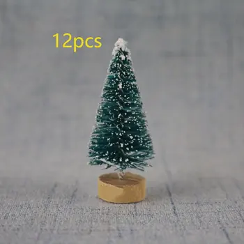 

12PCS DIY Christmas Tree Small Pine Tree Mini Trees Placed In The Desktop Home Decor Christmas Decoration Kids Gifts