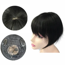 Halo Lady Beauty 8''-12'' Clip In Human Hair Toppers Bangs 100% Real Natural Brazilian Straight Non-remy For Hair Loss Machine