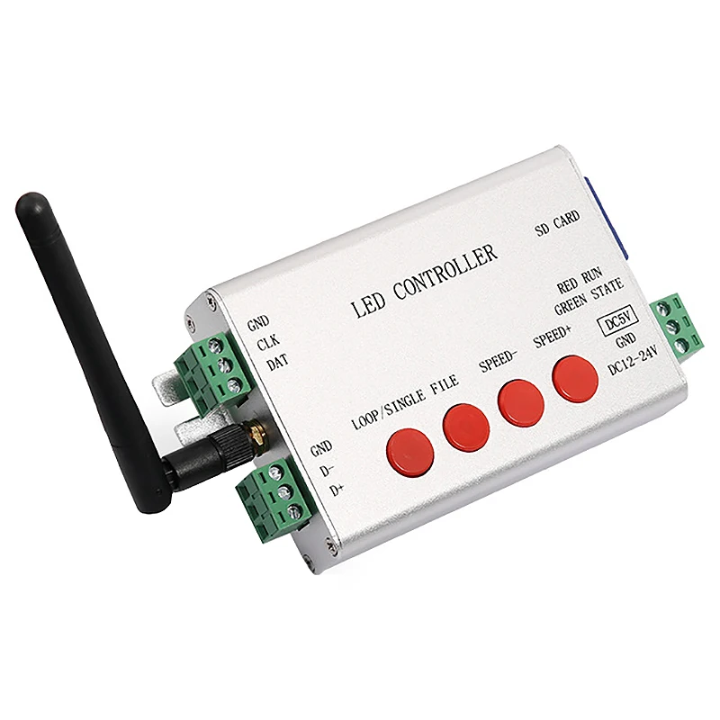 

H806Sb Led Sd Card Wifi Spi Controller Max 2048 Pixels Controlled Support Ws2811/Ws2812B/Ucs1903/Sk6812/Lpd8806/Apa102/Ws2801
