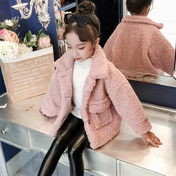 

Little girl princess style Winter Girls clothing Faux Fur Fleece Coat Warm Jacket Xmas Snowsuit Outerwear Children kids Clothes