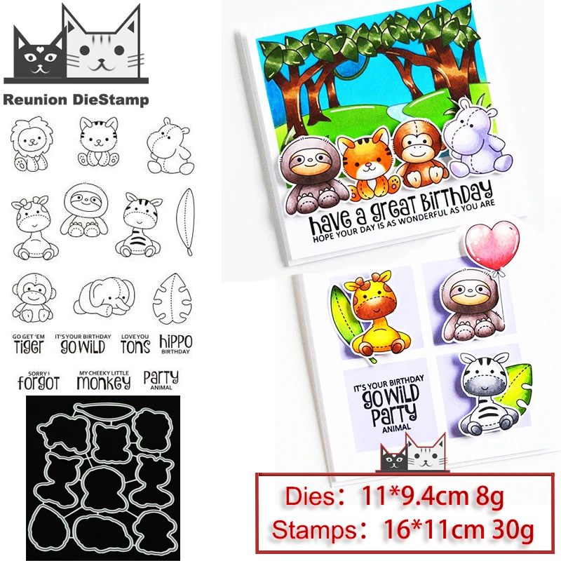 Reunion Lion Cat Hippo Metal Cutting Dies and Stamps Stencil for Scrapbooking Photo Album Embossing Decorative DIY Paper Cards | Дом и сад